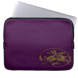 Vintage Old World Dragon on Purple Laptop Sleeve