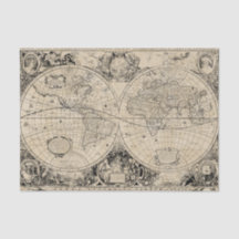 Vintage Old World Map Beige