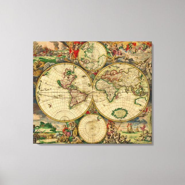 Vintage Old World Map Canvas Print (Front)