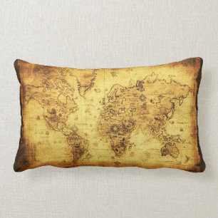 Vintage Old World Map Decor Cushion Throw Pillow