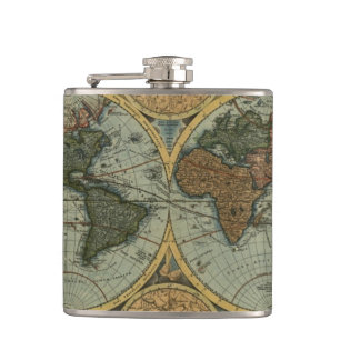 Vintage Old World Map History-buff Hip Flask
