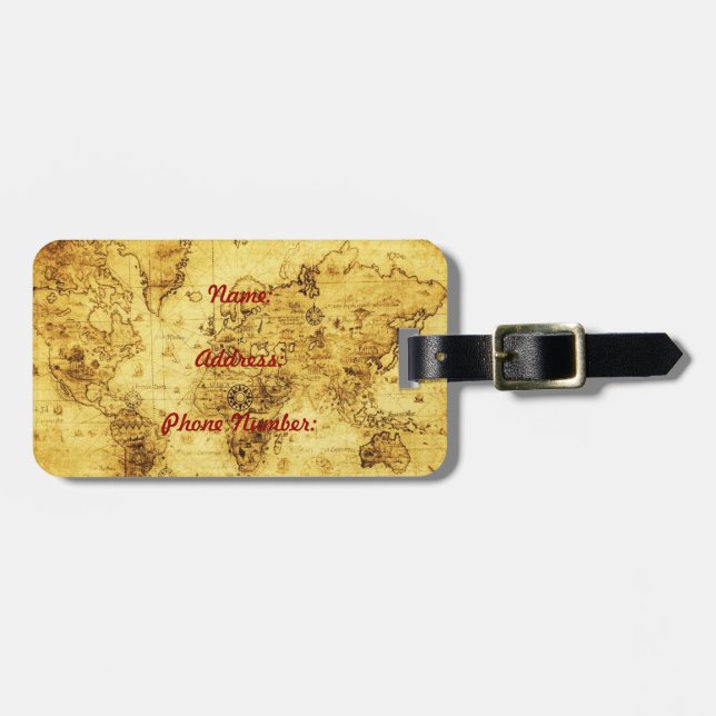 Vintage old world map luggage tag (Front Horizontal)