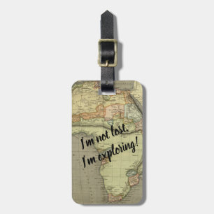 Vintage Old World Map Wanderlust Quote Luggage Tag