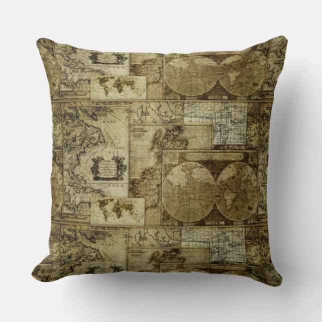Vintage old world Maps Antique maps Cushion (Front)