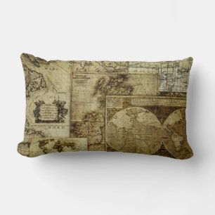 Vintage old world Maps Antique maps Lumbar Cushion
