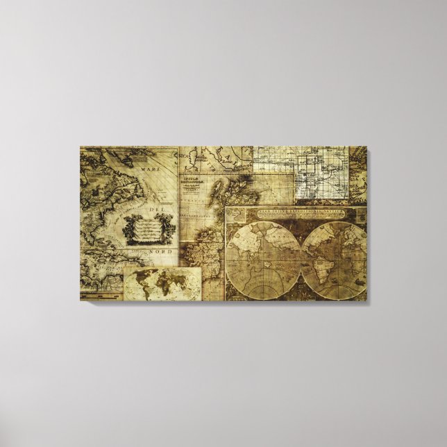 Vintage old world Maps Canvas Print (Front)