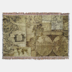 Vintage old world Maps Throw Blanket