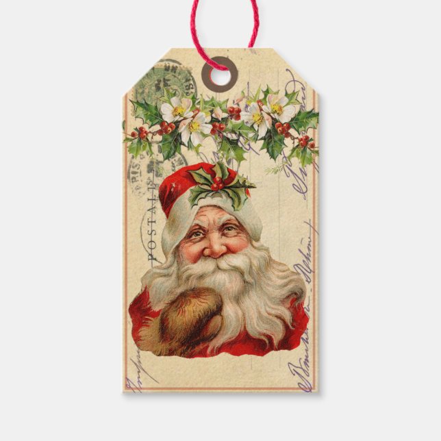 Vintage Old World Santa Gift Tag (Front)