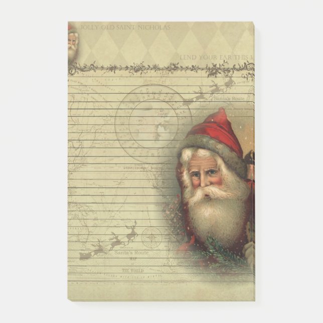 Vintage Old World Santa Post It Notes (Front)