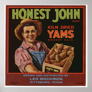 Vintage Old Yams Fruit Crate Labels Poster