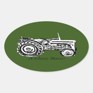 vintage oldGray massey fergison tractor   Oval Sticker