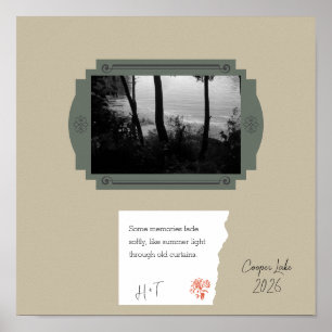 Vintage Olive Beige Photo Quote Memory Poster