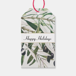 Vintage Olive Branch Happy Holidays Gift Tags