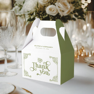 Vintage Olive Green Antique Frame Thank you Favour Box