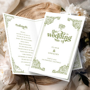 Vintage Olive Green Antique Frame wedding Programs