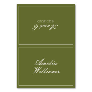 Vintage Olive Green Cream Old Money Fancy Wedding Table Number