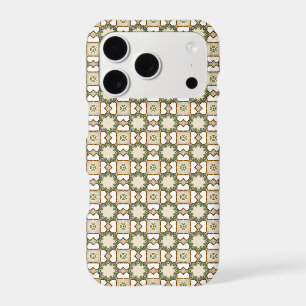 Vintage Olive Green Geometric Floral Pattern