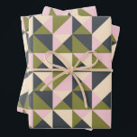 Vintage Olive Green Pink Christmas Geometric Cute Wrapping Paper Sheet<br><div class="desc">Vintage Olive Green Pink Christmas Geometric Holiday Cute Wrapping Paper Sheets</div>