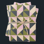 Vintage Olive Green Pink Christmas Geometric Cute Wrapping Paper Sheet<br><div class="desc">Vintage Olive Green Pink Christmas Geometric Holiday Cute Wrapping Paper Sheets</div>