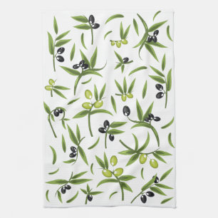 Vintage Olive Pattern Tea Towel