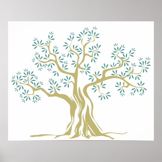 Vintage Olive Tree Silhouette Icon Poster – Rustic (Front)