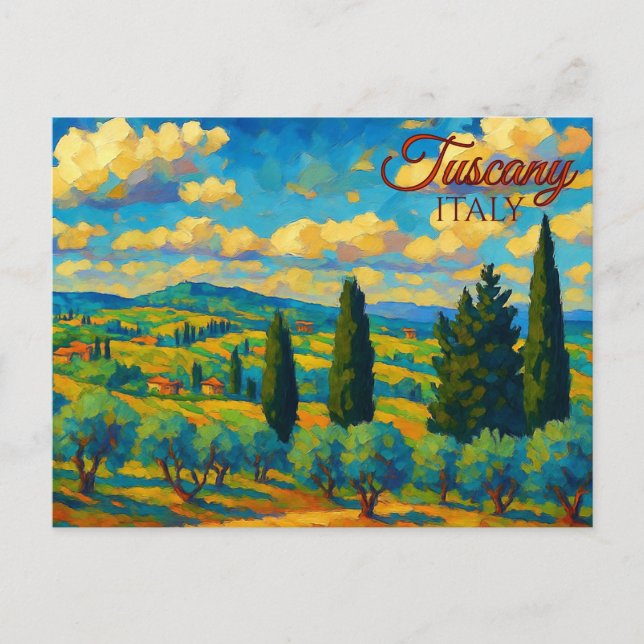 Vintage Olive Tuscany Italy Retro Europe Travel  Postcard (Front)