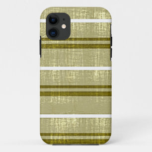 Vintage Olive, White Stripes Pattern 2 iPhone 11 Case