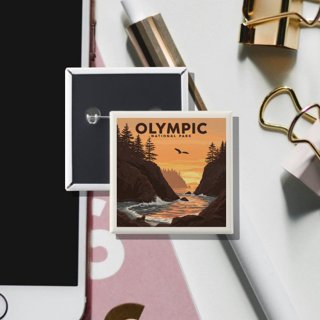 Vintage Olympic National Park 15 Cm Square Badge (Creator Uploaded)