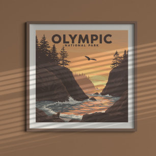 Vintage Olympic National Park Poster