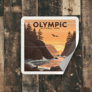 Vintage Olympic National Park Square Sticker