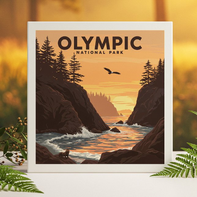 Vintage Olympic National Park Tile (Creator Uploaded)