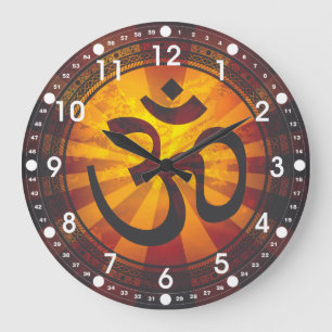 Vintage Om Symbol Large Clock