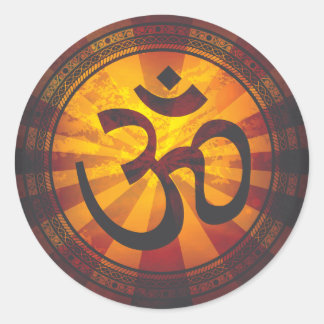 Vintage Om Symbol Print Classic Round Sticker