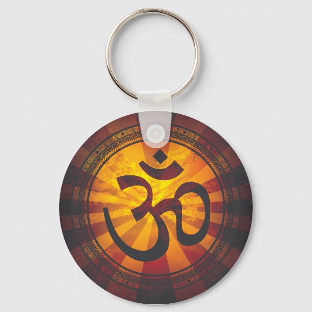 Vintage Om Symbol Print Key Ring (Front)