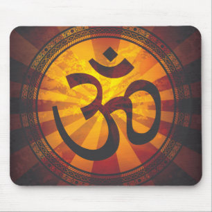 Vintage Om Symbol Print Mouse Pad