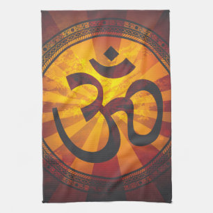Vintage Om Symbol Tea Towel