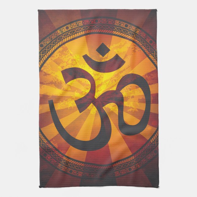Vintage Om Symbol Tea Towel (Vertical)