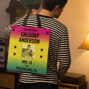 Vintage Ombre Concert Poster with Photo Custom Tote Bag