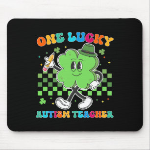 Vintage One Lucky Autism Teacher St Patrick Day Sc Mouse Pad