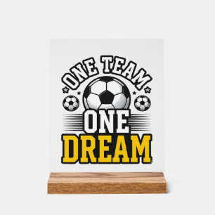 Vintage One Team One Dream Soccer Shirt Design_1 Acrylic Sign