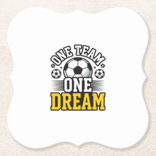 Vintage One Team One Dream Soccer Shirt Design_1 Paper Coaster