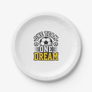 Vintage One Team One Dream Soccer Shirt Design_1 Paper Plate