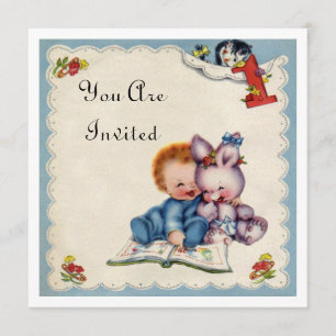Vintage One Year Old Birthday Boy Invitation