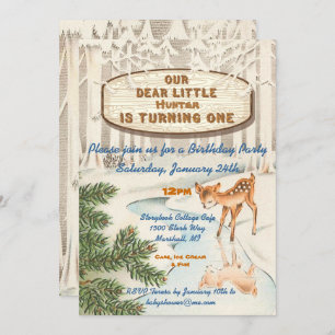 Vintage One Year Old Winter woodland Deer Invites