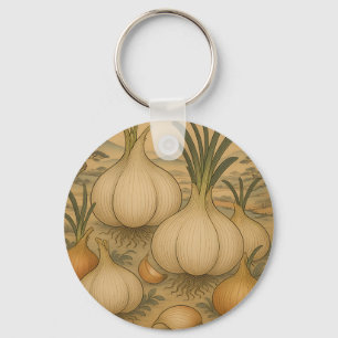 Vintage Onion Botanical  Key Ring
