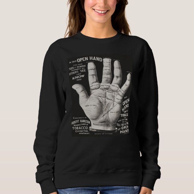 Vintage Open Hand Palmistry Print Advertisement Sweatshirt (Front)