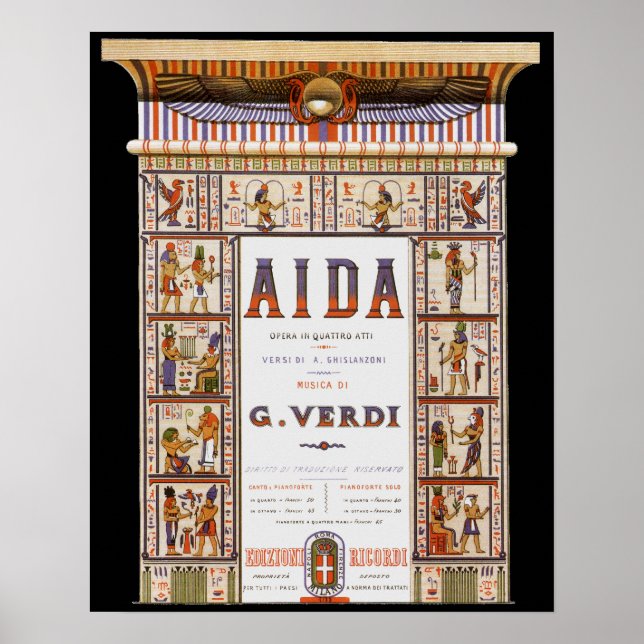 Vintage Opera Music, Egyptian Aida by Verdi Poster (Front)