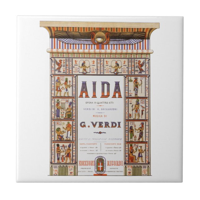 Vintage Opera Music, Egyptian Aida by Verdi Tile (Front)