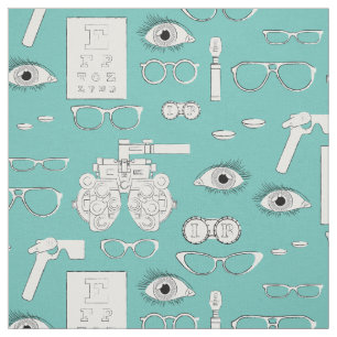 Vintage Optometrist Optician Optical Eye Doctor Fabric