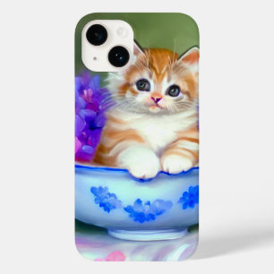 Vintage Orange and White Kitten Illustration Case-Mate iPhone 14 Case